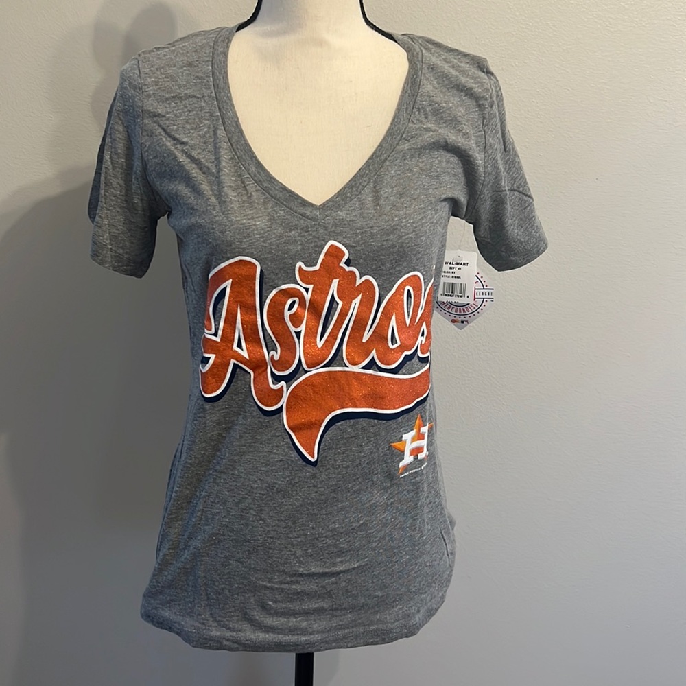 *Brand New W/ Tags* MLB Houston Astros Women’s V-Neck Grey T-Shirt, size M